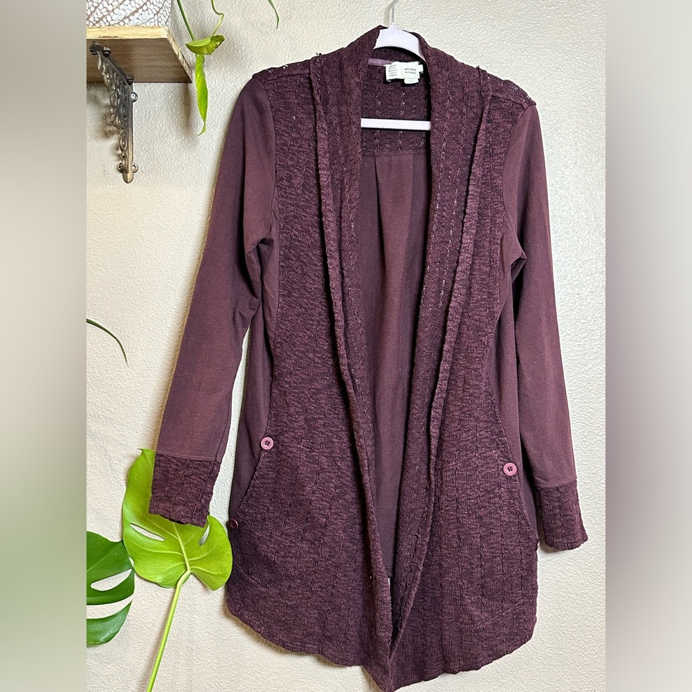 Anthropologie plum cardigan with pockets size Sm